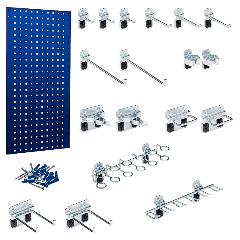 Triton Products LocBoard 18" x 36" x 9/16" Steel Square Hole Pegboard, 18 Assorted Hooks (LB18-1BH-KIT) image 1