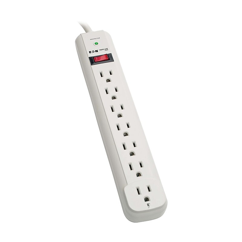 Tripp Lite Protect It! 7-Outlet Surge Protector, 6’, 1080 Joules, Light Gray (TRPSTRIKER) image 1
