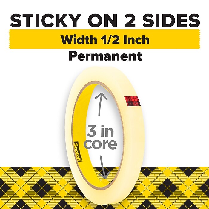 Scotch Permanent Double Sided Tape Refill, 0.5