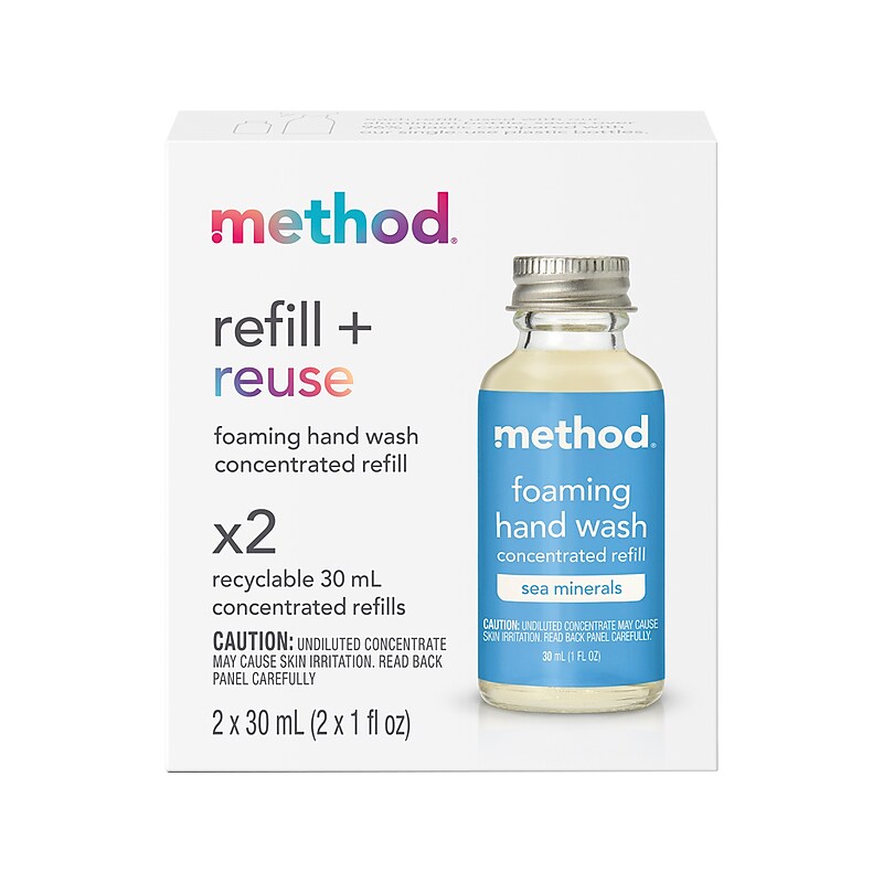 Method Refill + Reuse Foaming Hand Soap Refill, Sea Minerals Scent, 1 Fl. Oz., 2/Pack (356009) image 1