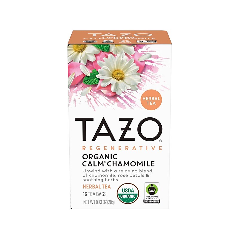 Tazo Calm Decaf Chamomile Herbal Tea, Tea Bag, 0.73 Oz., 16/Box (10794522003546) image 1