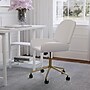 Martha Stewart Tyla Armless Faux Leather Swivel Executive Chair, White/Polished Brass (CH2209215WHGLD)~#|#~E45B7556-2FDD-4E5E-A3F060013C8920D2_sc7