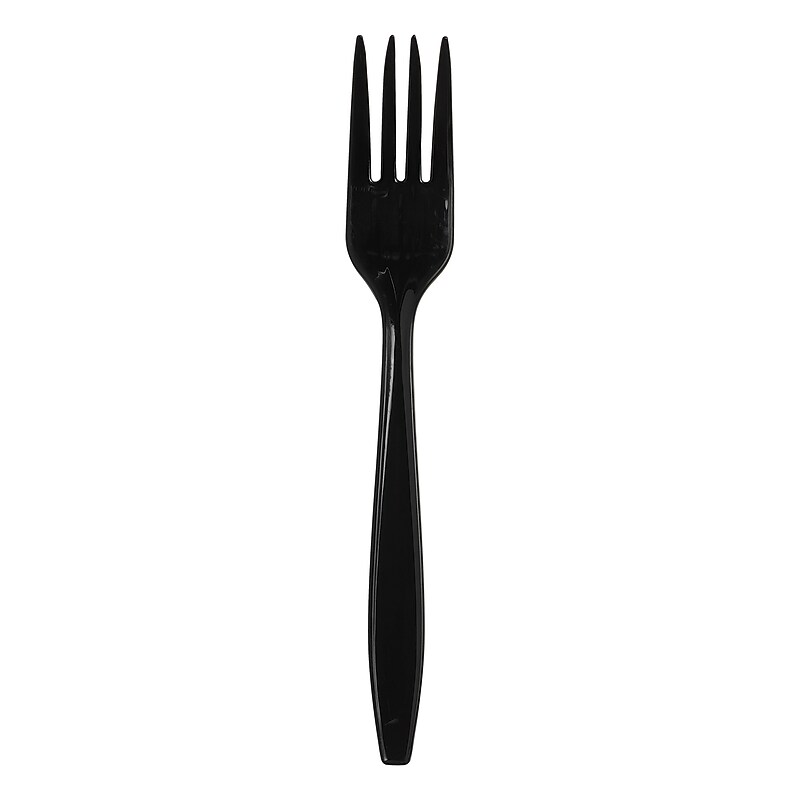 Dixie Individually Wrapped Plastic Fork, Heavy-Weight, Black, 1000/Carton (PTH53C) image 1