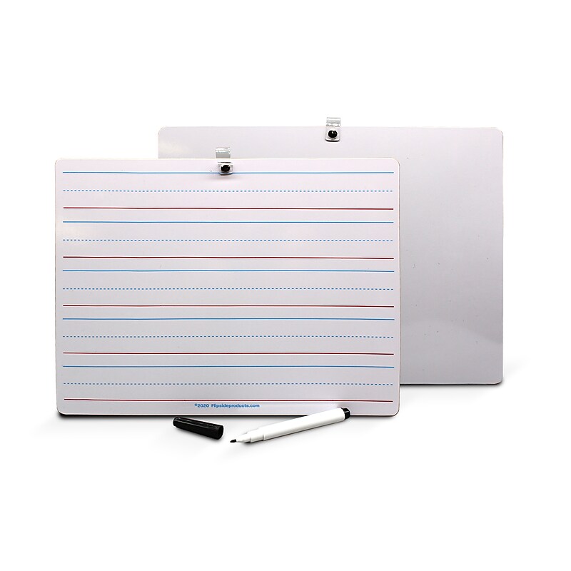 Flipside Dry-Erase Mobile Lined Whiteboard with Pen and Eraser, 0.75' x 1', 12/Pack (19134) image 1