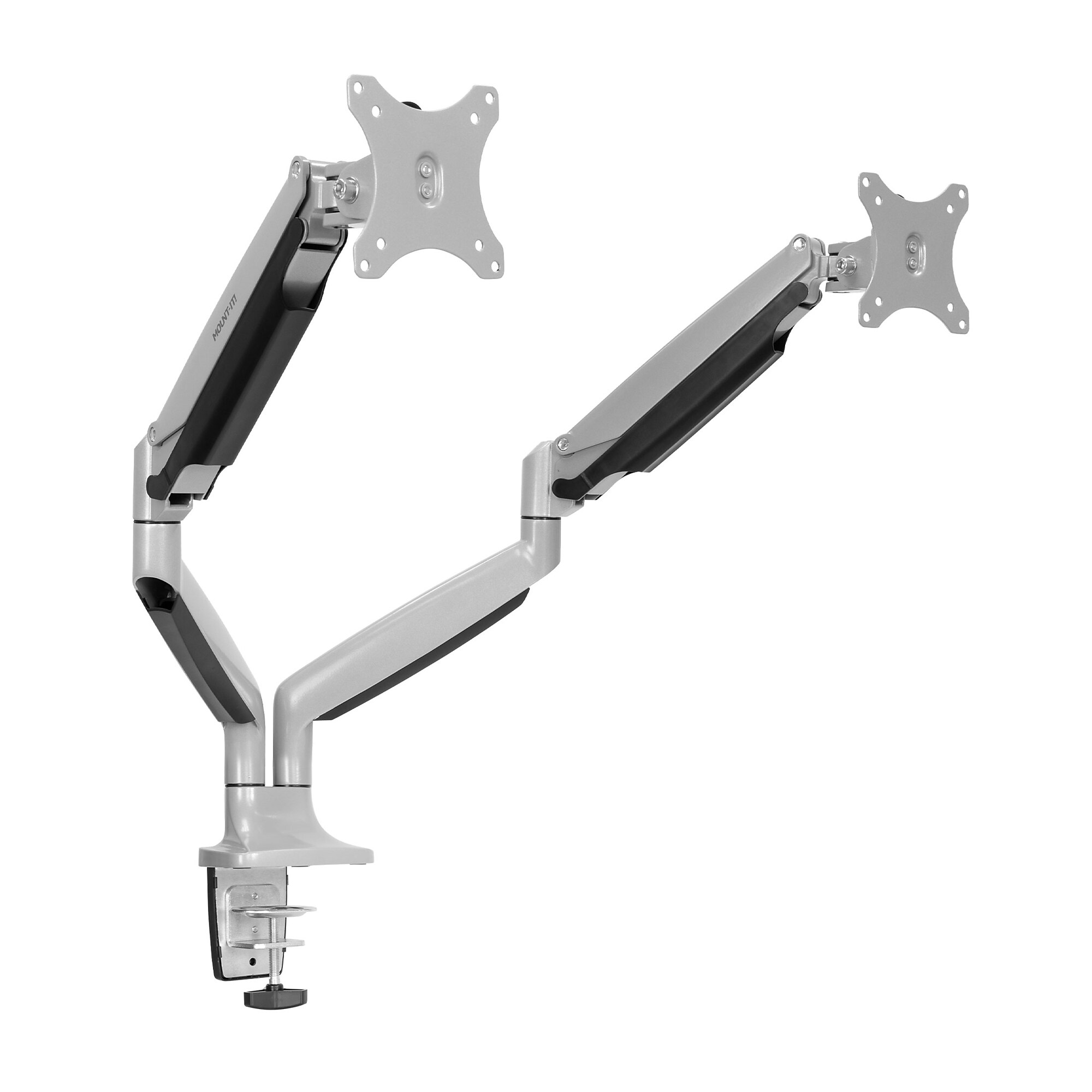 Mount-lt! Adjustable Dual Arms Monitor Desk Mount, Up to 32″ Monitors, Silver (MI-1772) Sansujyuku sansujyuku.com