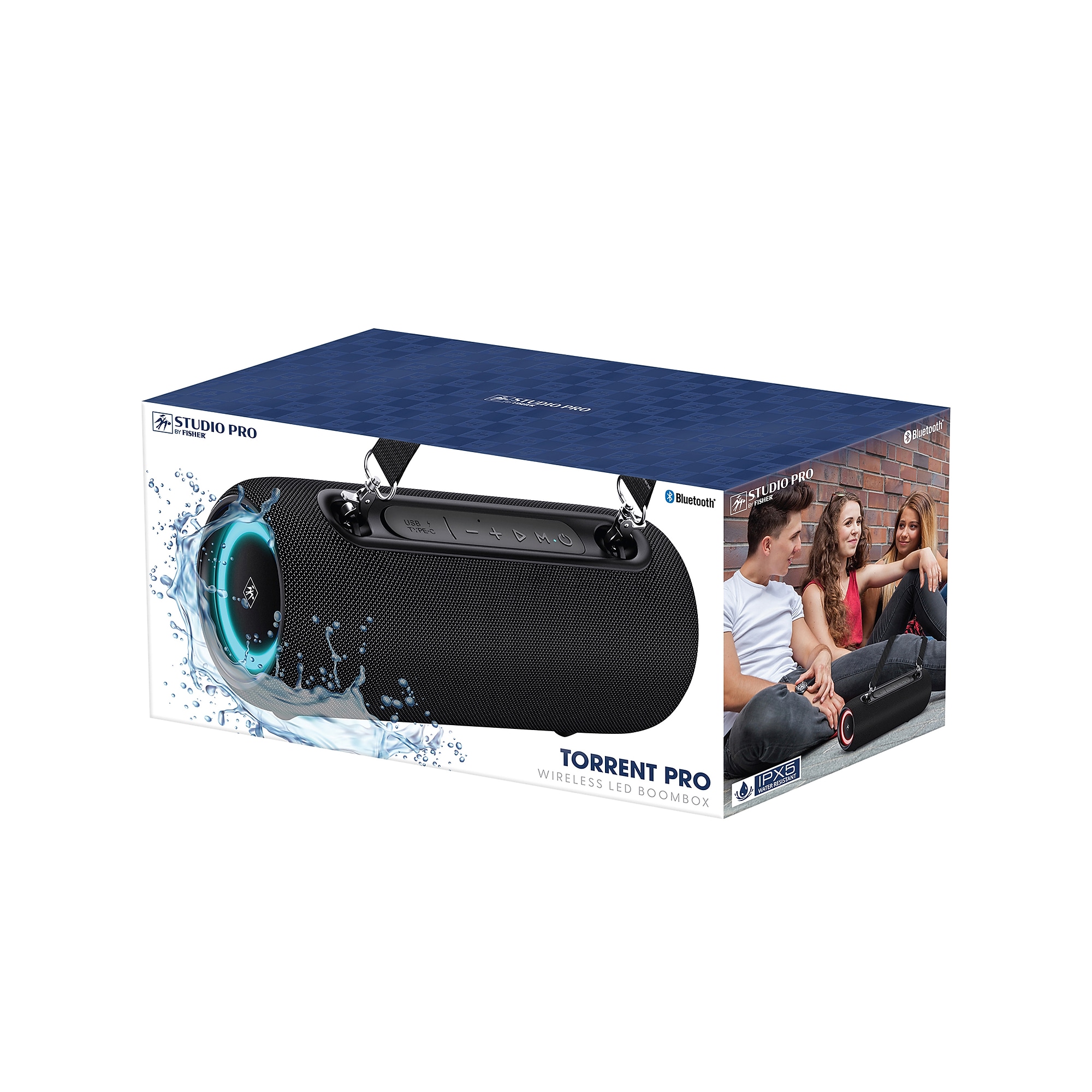 STUDIO PRO by FISHER Torrent Pro Wireless Bluetooth FM Radio LED Boom Box & Speakerphone, Water Resistant, Black (SBX950K) Sansujyuku sansujyuku.com