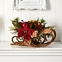 Nearly Natural Artificial Christmas Sleigh with Poinsettia, Berries and Pinecone Arrangement, 18" (A1859)~#|#~E466C8AB-E316-4F58-84E41FA2EBBF8C6E_sc7