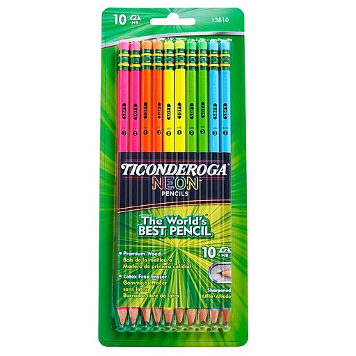 Dixon Ticonderoga 2 Soft PreSharpened Assorted Neon Woodcase Pencils