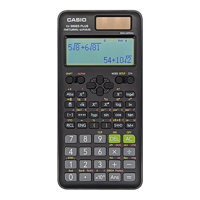 Casio fx-300ES PLUS 2nd Edition 16-Digit Solar Powered Scientific Calculator, Black (FX-300ESPLSB) image 1