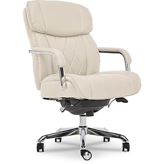 La-Z-Boy Sutherland Ergonomic Faux Leather Swivel Computer and Desk Chair, Ivory (CHR10048C)
