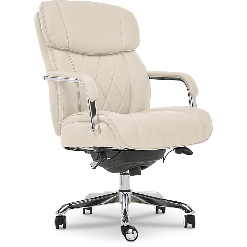 La-Z-Boy Sutherland Ergonomic Faux Leather Swivel Computer and Desk Chair, Ivory (CHR10048C) image 1