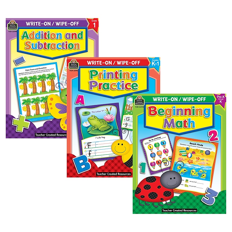Teacher Created Resources Early Learning Write & Wipe Activity Book Kit, 3/Set (TCRWWBOOKS4) image 1