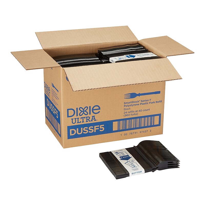 Dixie Ultra SmartStock Series-T Polystyrene Fork Refill, Black, 960/Carton (DUSSF5) image 1