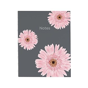 Blueline Pink Daisy NotePro Notebook, 7.25" x 9.25", College-Ruled, 75 Sheets, Gray/Pink (A6016.01)