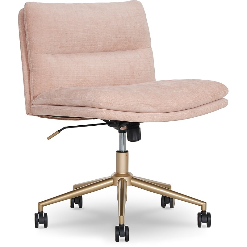 Elle Decor Ariana Armless Ergonomic Fabric Swivel Computer and Desk Chair, Pink (60121-PNK) image 1