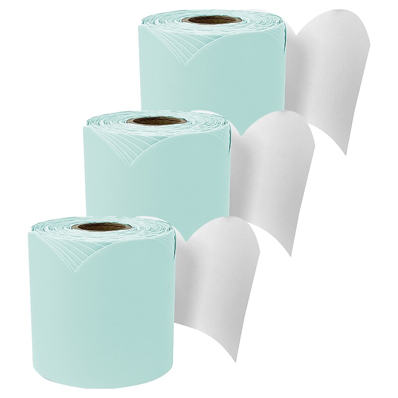 Carson Dellosa Education Rolled Scalloped Bulletin Board Border, 3" x 65', Sea Glass Green, 3/Bundle (CD-108532-3) image 1