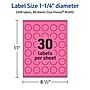 Avery Laser/Inkjet Round Multipurpose Labels, 1.25" Dia., Bright Pink, 2400/Box (94505)~#|#~E4875089-5036-4394-9CBC47E1B40A83D7_sc7