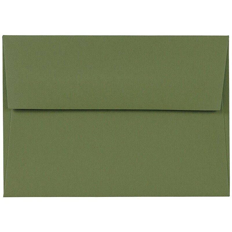 JAM Paper 4Bar A1 Booklet Envelope 3 5/8" x 5 1/8", Olive Green, 50/Pack (5157438i) image 1