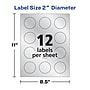 Avery Easy Peel Inkjet Embossed Foil Round Labels, 2" Dia, Silver, 96 Labels/Pack (22824)~#|#~E48F498F-16A2-48B1-A528453149BB3698_sc7