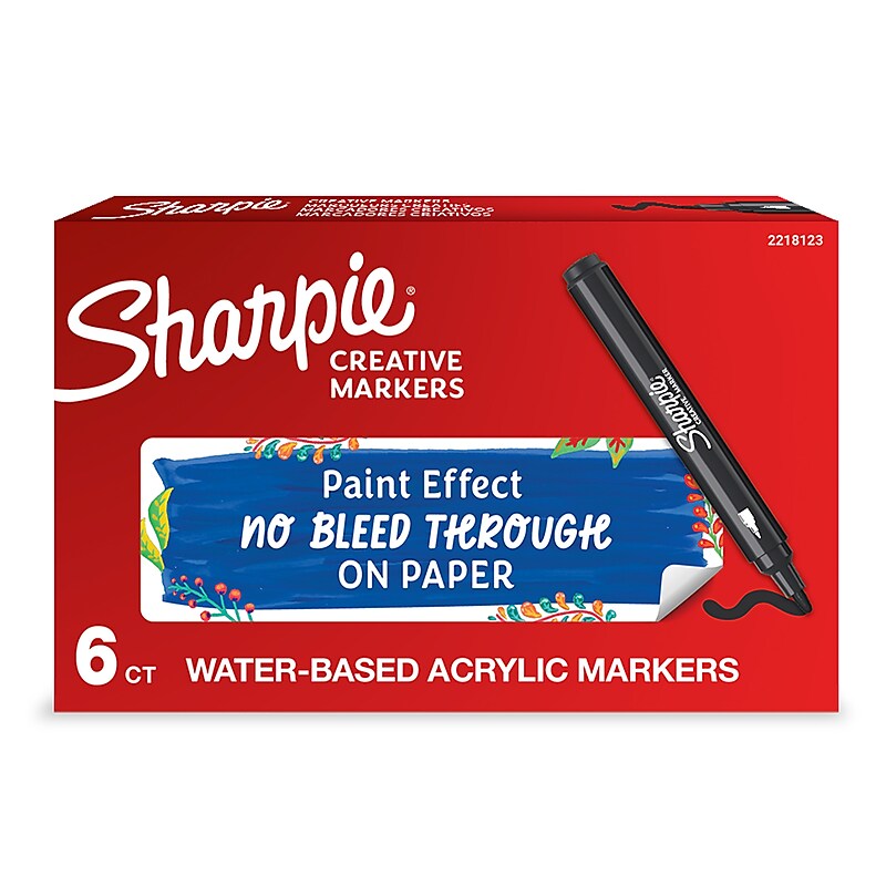 Sharpie Creative Wet Erase Markers, Bullet Tip, Black, 6/Pack (2218123) image 1