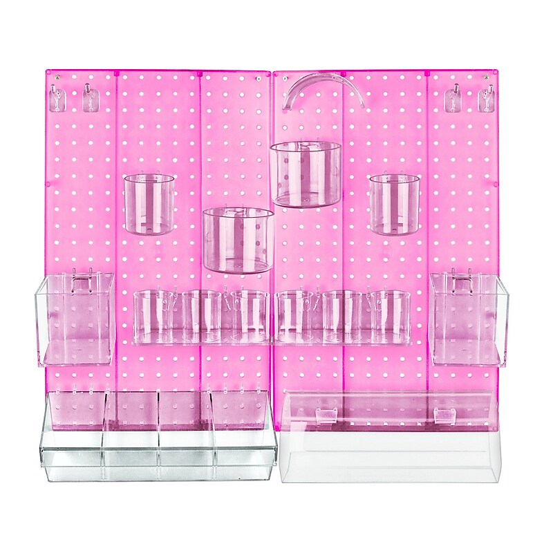 Azar 22" x 27" 24-Piece Pegboard Wall Organizer Kit, Pink, Each (900944-PNK) image 1