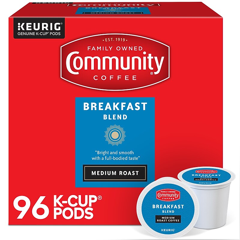 Community Coffee Breakfast Blend Coffee Keurig® K-Cup® Pods, Medium Roast, 96/Carton (5000374324CT) image 1