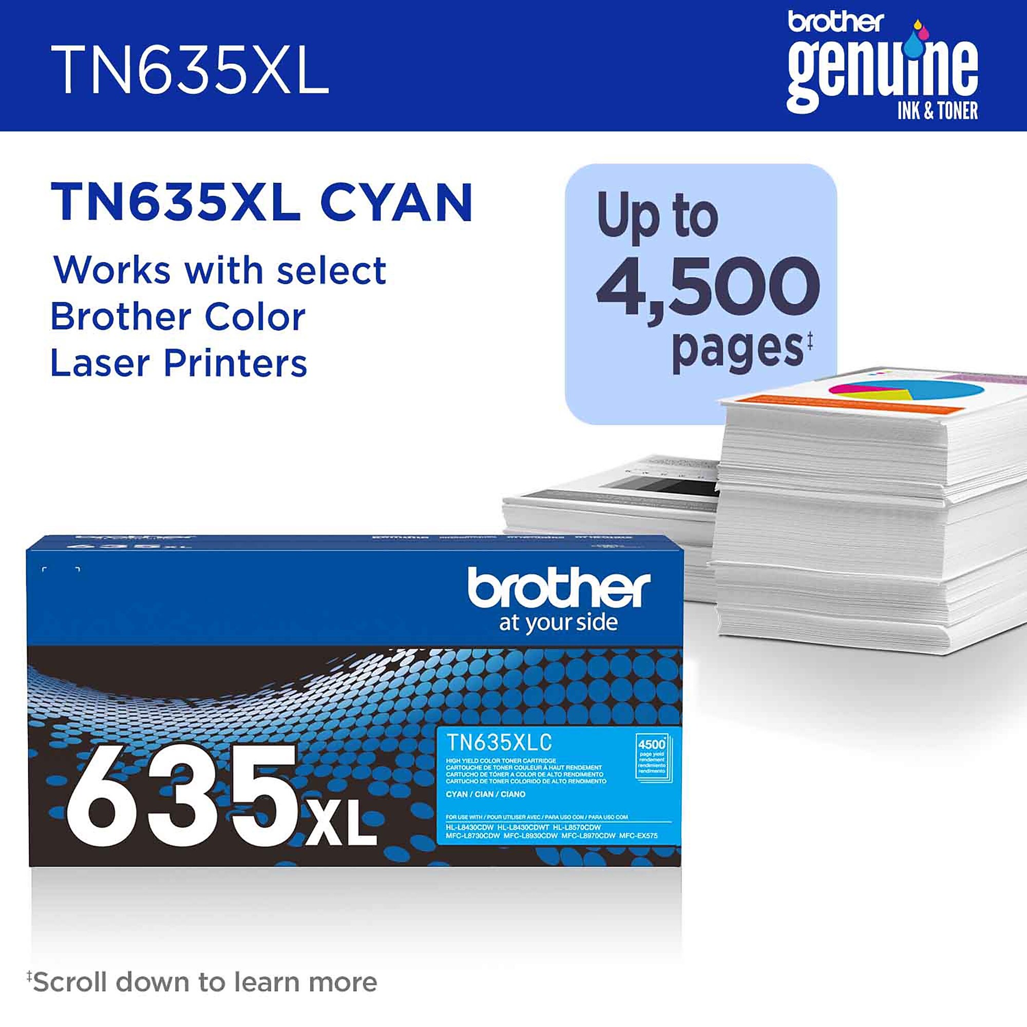 Brother TN635XL High Yield Cyan Toner Cartridge (TN635XLC) Sansujyuku sansujyuku.com