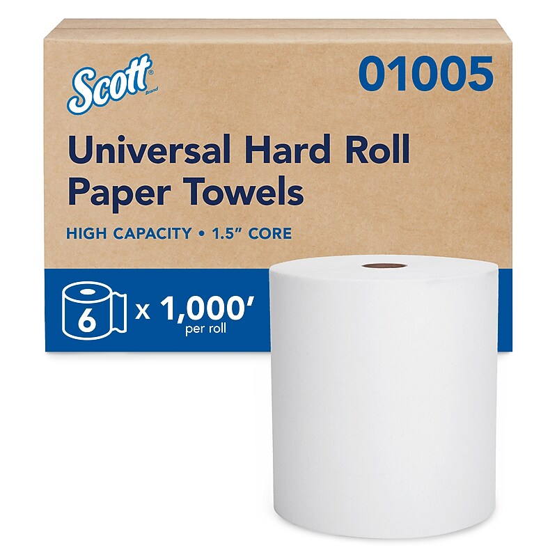 Scott Essential Recycled Hardwound Paper Towels, 1-ply, 1000 ft./Roll, 6 Rolls/Carton (01005) image 1