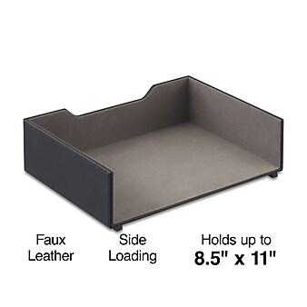 Staples Side Loading Letter Tray, Black Faux Leather (45051)