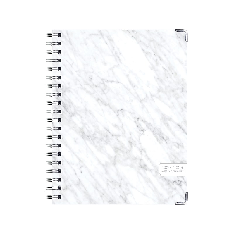 2024-2025 Global Printed Products Marble 8.5" x 11" Academic Weekly & Monthly Planner, Paper Cover, Gray/White image 1