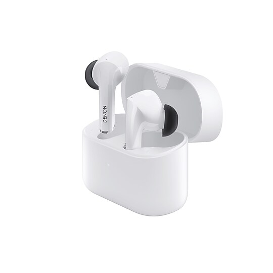 Denon Wireless Active Noise Canceling Earbuds, Bluetooth, White