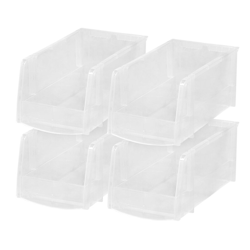 Iris Medium Stackable Plastic Storage Bin, 5" x 6"x 11", 1.6 Qt., Clear, 8/Carton (200528CT) image 1