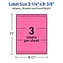 Avery Rectangle Laser/Inkjet Multipurpose Labels, 3-1/4" x 8-3/8", Bright Pink (60/Pack)~#|#~E4B40D18-9F4F-47B6-9316A73CE4043902_sc7