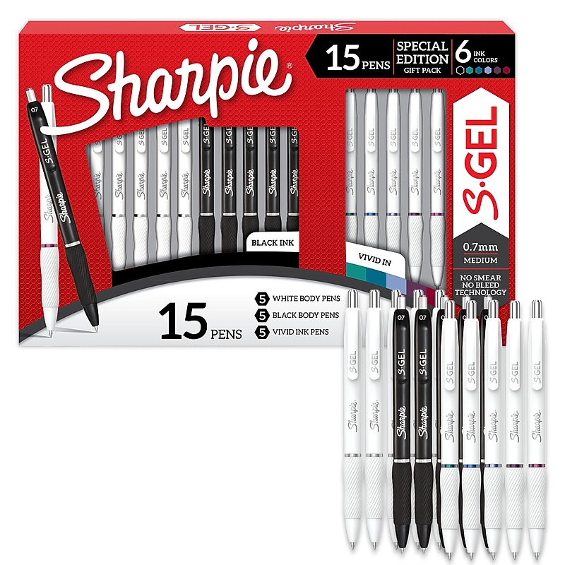 Sharpie S-Gel Retractable Pen Gift Pack, Medium Point, 0.7mm, Assorted Ink, 15/Pack (2220969) image 1