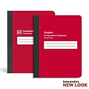 Staples Composition Notebook, 7.5" x 9.75", College Ruled, 80 Sheets, Red (TR55081)