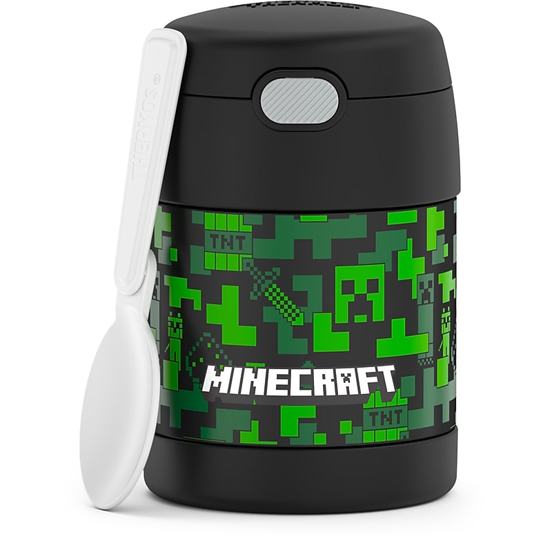Thermos FUNtainer Kids Minecraft Stainless Steel Insulated Food Jar, 2-Compartment, Multicolored, 10 oz. (F3102MI6) image 1