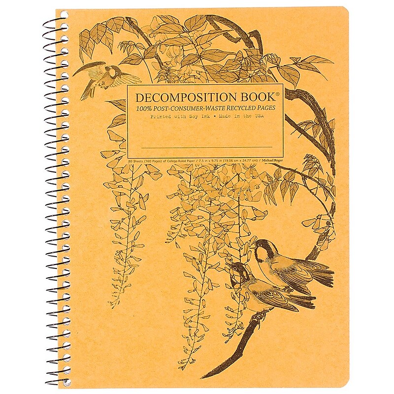 Decomposition Leafy Perch 1-Subject Notebooks, College Ruled, 80 Sheets, Yellow (16998) image 1
