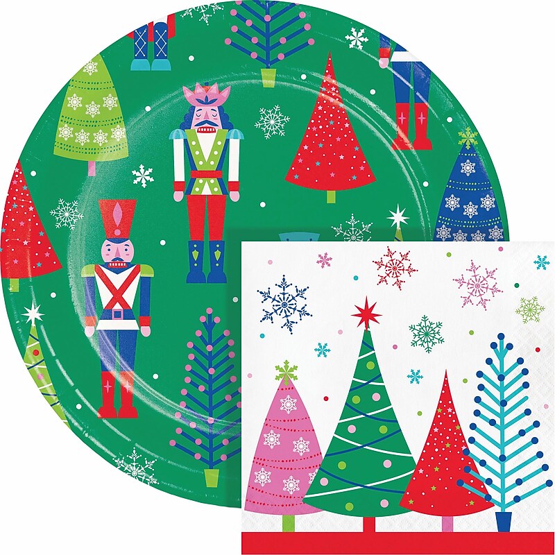 Say Hooray! Joyful and Jolly Paper Plates and Napkins Kit, Multicolored, 48/Pack (DTC9404E2G) image 1