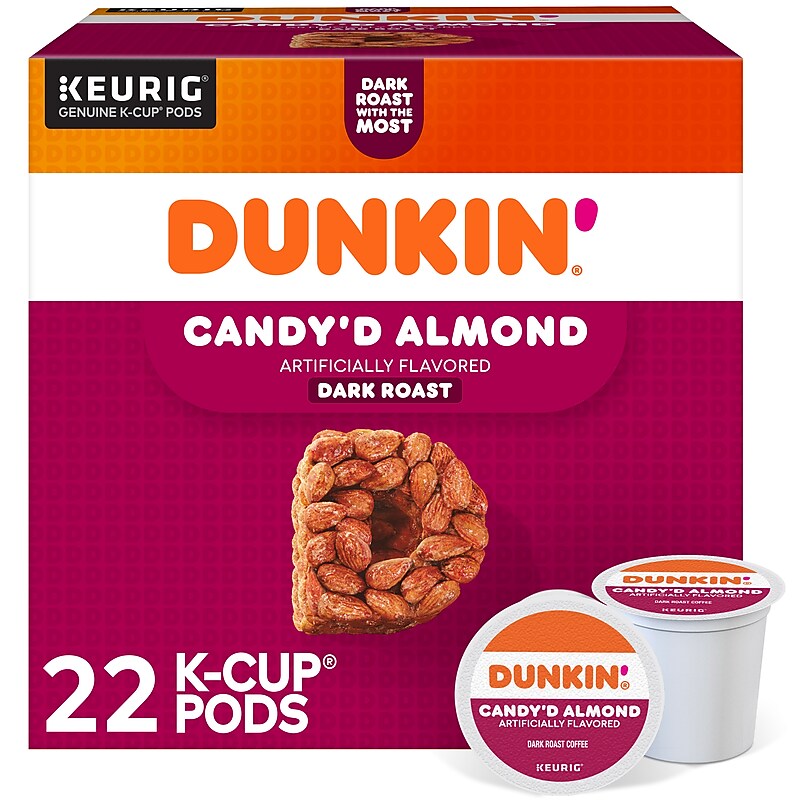 Dunkin' Candy'd Almond Coffee Keurig K-Cup Pods, Dark Roast, 22/Carton (5000375651) image 1