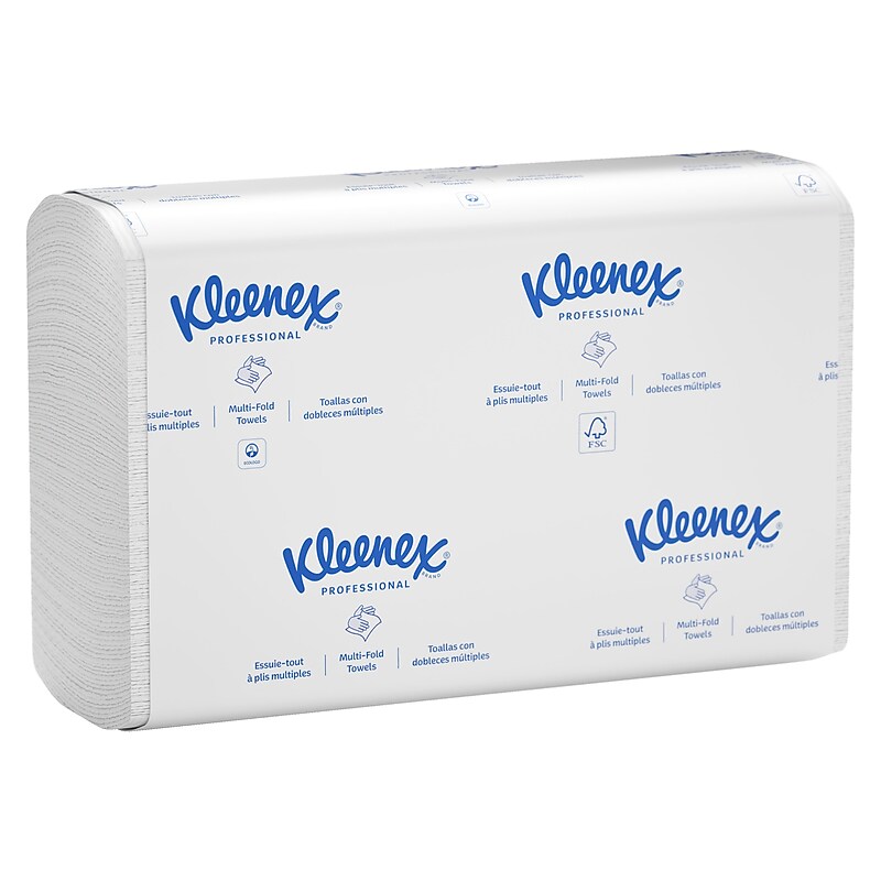 Kleenex Recycled Multifold Paper Towels, 1-ply, 150 Sheets/Pack, 8 Packs/Carton (02046) image 1