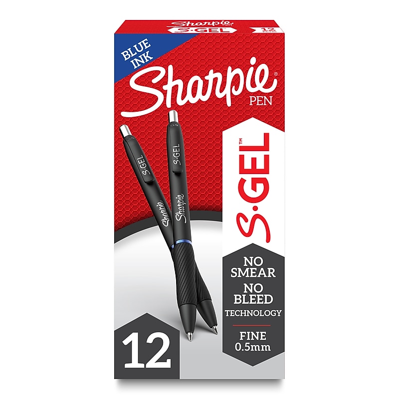 Sharpie S-Gel Retractable Gel Pens, 0.5 mm, Fine Point, Blue Ink, Dozen (2096146) image 1