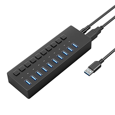 WAVLINK USB 3.0 Hub 7-Port with Individual Power Switches and 36W Power Adapter