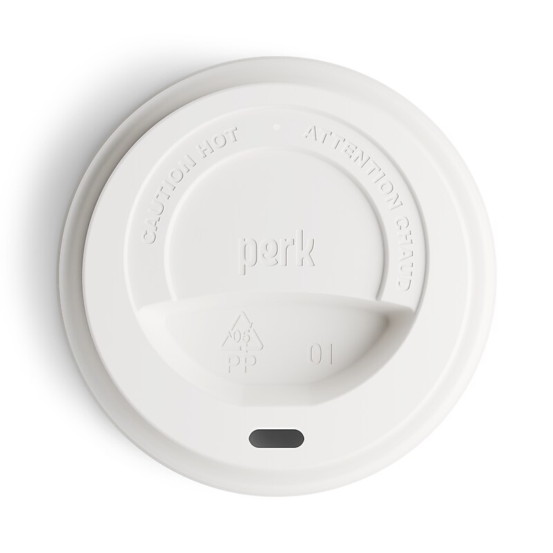 Perk™ Plastic Hot Cup Lid, 10/12/16 Oz., White, 50/Pack (PK54369) image 1