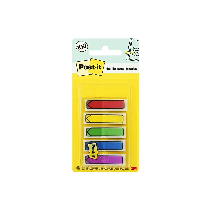 Post-it Arrow Flags, 0.5" Wide, Assorted Colors, 100 Flags/Pack (684-ARR1) image 1