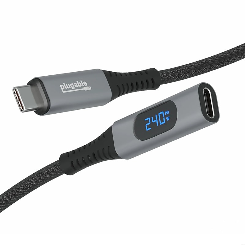 Plugable 3.3' USB C Extension Cable with Built-in Multimeter Tester (USBC-METER3-1MF) image 1