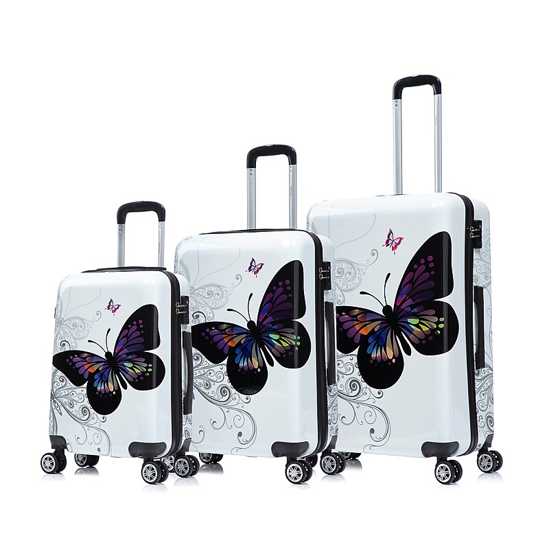 InUSA Hardside Butterfly Suitcase, 4-Wheeled Spinner, TSA Checkpoint Friendly, Black Butterfly (IUAPCSML-BBU) image 1