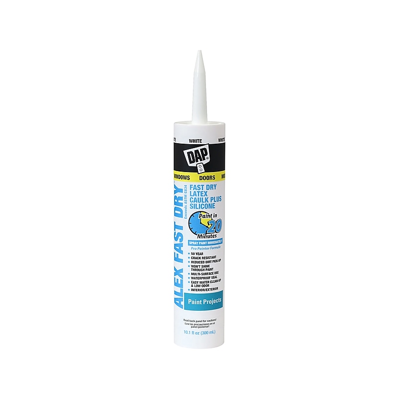 Dap ALEX FAST DRY Acrylic Latex Caulk Plus Silicone, 10.1 Fl. Oz., White, Dozen (7079818425) image 1