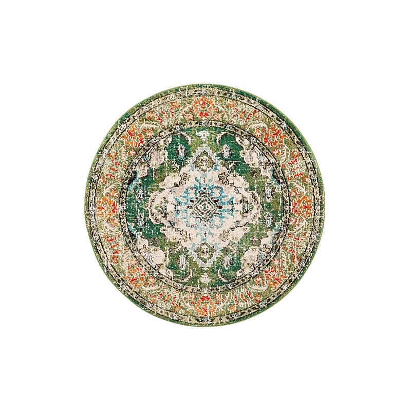 Safavieh Monaco Collection 4' Round Indoor Area Rug, Machine Made, Forest Green/Light Blue (MNC243F-4R) image 1