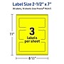Avery Rectangle Laser/Inkjet Multipurpose Labels, 2.5" x 7", Neon Yellow (30/Pack)~#|#~E522DC3B-806E-4D11-89D300BB690AA6EC_sc7