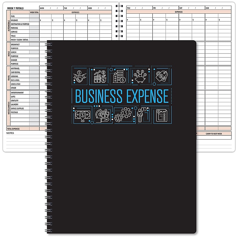 Global Printed Products Business Expense Accounting Journal, 8.5" x 11", Black/Blue, (GPP-0116) image 1